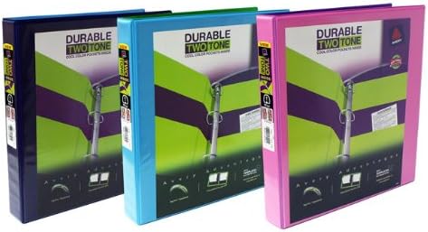 Avery Durable Two Tone 1 in 3 Ring Binder, 200 Sheets, Assorted, Each (Colors Vary)