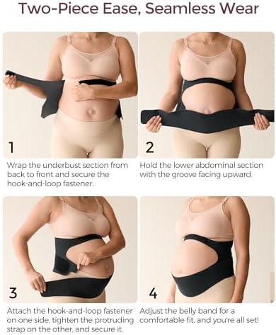 Momcozy Pregnancy Belly Band, CozySupport Ergonest Maternity Belly Band, Invisible Pregnancy Belt for Back, Abdomen, Waist, Pink L - 5