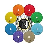 8pcs Dia100mm Diamond Dry Polishing Pad for Marble Granite Ceramic Stone Polisher Grinder Sanding Disc Adapter Base(S3)