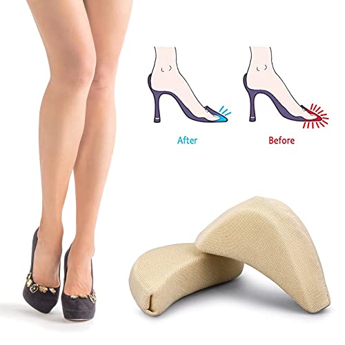 Image of Aston Andia 4 Pair /8 PCS Soft Shoe Fillers for Women Adjustable Tightener Pads Reusable Insoles for Loose Shoes(Black and Beige)