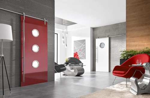 MLS Bullauge B6000, Bullauge für Türen, aus Robustem Aluminium, VSG-Sicherheitsglas, Passend für 40 mm Starke Türen, Sichtbare Befestigungsschrauben, 250 mm Durchmesser, Mattes Glas, Schwarz