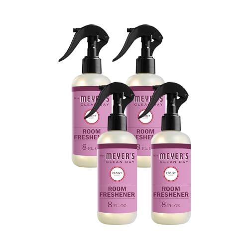 Image of Mrs. Meyer's Room and Air Freshener Spray, Non-Aerosol Spray Bottle Infused with Essential Oils, Peony Scent 8 Fl Oz (Pack of 4)