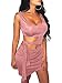 GOBLES Womens Sexy Bodycon Cut Out Sleeveless Outfit Mini Club Tank Dress Dark Pink