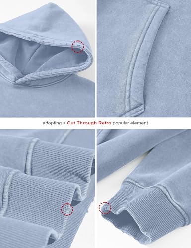 Image of FAIABLE Womens Oversized Acid Wash Hoodie Unisex Heavyweight Cotton Hoodies Fleece Vintage Washed Sweatshirt Women Men