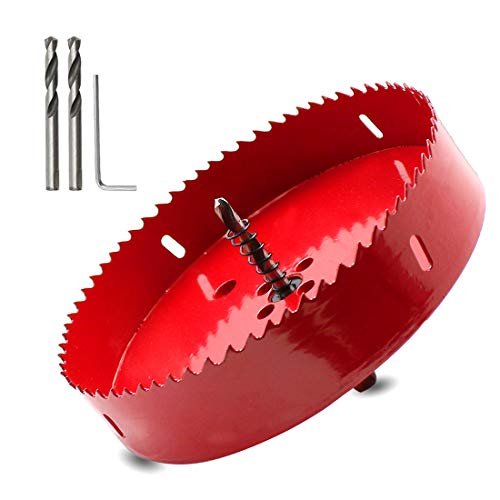 Hordion 168mm 6 5/8 inch Hole Saw, Heavy Duty Bi-Metal Hole Saws Bit Tooth Cutting for Cornhole Boards Drywall Wood Plastic Fiberboard Soft Metal