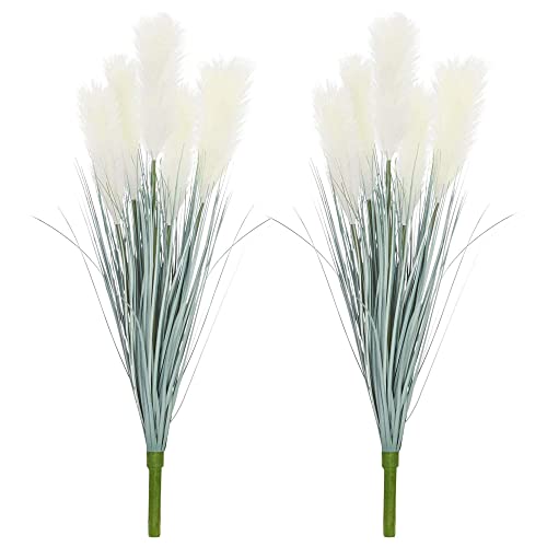 Lueur Artificial Greenery Plants With Reed Flowers, 35.4" Faux Reed Grass Fake Shrubs Outdoor Plant Pampas Flowers Bouquet Wheat Grass For Floor Decorative Home Garden Wedding Decor 2 Bunches #TOP6
