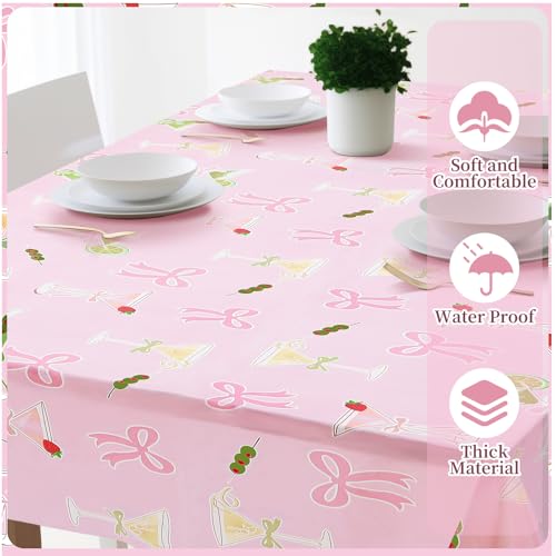 Image of FuWeave 3pcs a Tini Bit Older Birthday Decor Martini Tablecloth for Birthday Decor Waterproof Plastic Table Covers for Pink Martini Bachelorette Bridal Shower Party, 54x108inch