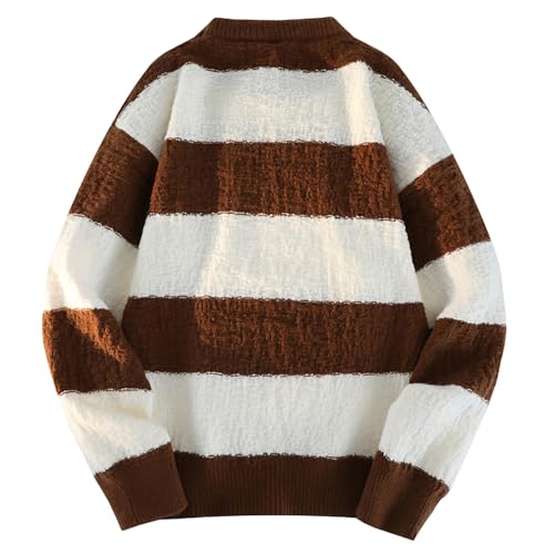 PRTM Fall Winter Oversized Sweater Striped Color Block Knitted Crewneck Pullover Tops2