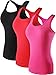 Neleus Women's 3 Pack Compression Athletic Tank Top for Yoga Running,Black,Red,Rose,M