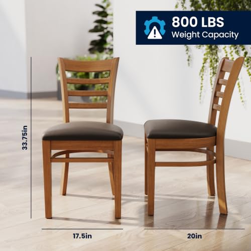 Image of Flash Furniture Hercules Ladder Back Wood Chair - Vinyl Seat, Cherry /Mocha