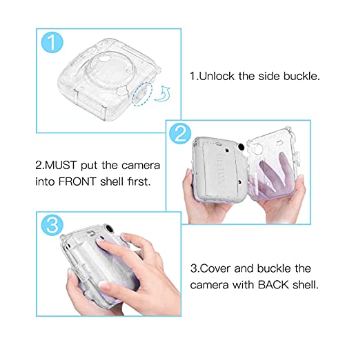 Mini Camera Case For Fujifilm Instax Mini 11 Instant Camera, Pvc Transparent Camera Bag With Shoulder Strap, Gift For Girls Boys Women(White) #TOP3