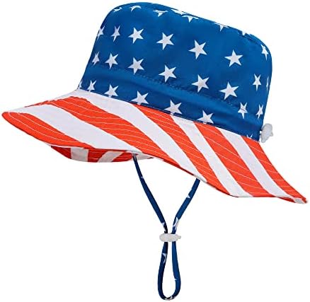 Fynnsure Baby Sun Hat UPF 50+ Toddler Sun Hat Infant Sun Protection Summer Hat Beach Bucket Hats for Baby Boys Girls A American Flag 12-24 Months