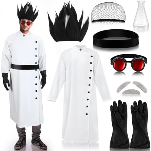 Jiuguva 9 Pcs Halloween Mad Scientist Costume for Adult Men Inclu...