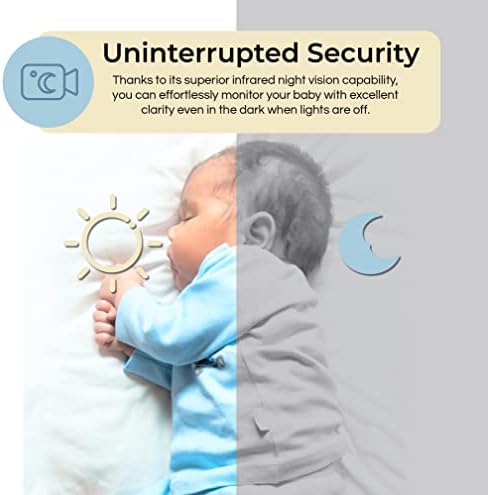 Baby Monitor, Lullaby Bay Video Baby Monitor with Camera and Night Vision. Anti-Hack Encryption, Clear 3.2" Screen, Temperature Display, Long Range, 2-Way Talk, 8 Soothing Lullabies, Sound Activation.