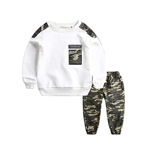 DAY8 Vetement Bebe Garçon Automne Jogging Survetement Enfant Garcon 1-11 Ans Ensemble Garcon Hiver Sport Habit Top Pull Sweat Garcon Manche Longue Printemps + Pantalon Garcon (Blanc, 140(5-7 Ans))