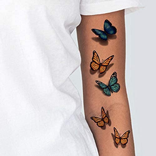 Tatodays 24 Pcs Butterfly 3D Temporary Tattoos Realistic Monarch Red Blue Yellow Large Butterflies For Adult Teens Women Girls Kids Body Art Stickers Thigh Stomach Sexy Cute Hippie Fancy Dress #TOP1