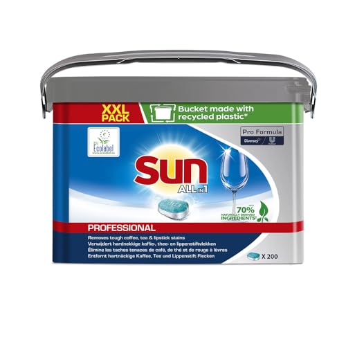 Sun Professional All in 1 vaatwastabletten – krachtige premium tabs voor de vaatwasser voor moeiteloze reiniging, afwastabs voor een stralende glans, 200 tabs