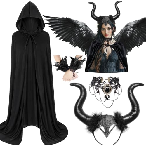 iZoeL Maleficent Costume Women Halloween Costume adult Devil Outfit Hood