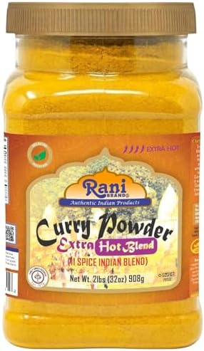 Rani Curry Powder EXTRA HOT (11-Spice Authentic Indian Blend) 32oz (2lbs) 908g PET Jar ~ All Natural | Salt-Free | Vegan | No Colors | Gluten Friendly | NON-GMO | Kosher | Indian Origin