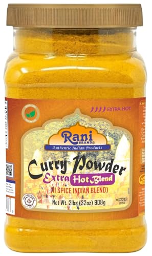 Rani Curry Powder EXTRA HOT (11-Spice Authentic Indian Blend) 32oz (2lbs) 908g PET Jar ~ All Natural | Salt-Free | Vegan | No Colors | Gluten Friendly | NON-GMO | Kosher | Indian Origin