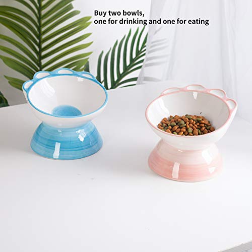 Jemirry Raised Cat Bowl, Elevated Ceramic Cat Bowls With 15° Tilt Angle, Non-Slip Food And Water Bowls For Cat And Little Dog, Whisker Fatigue Relief, Protect Pet's Spine, Dishwasher Safe, Pink #TOP3