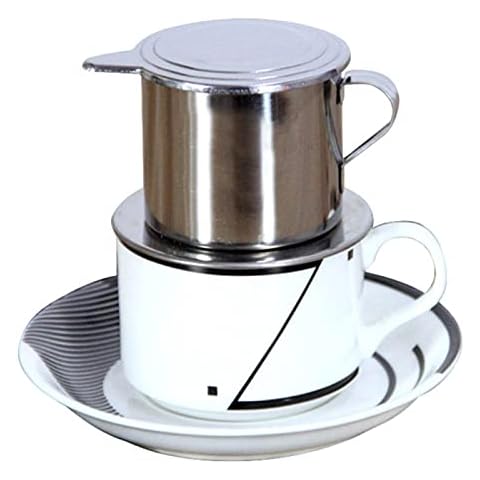 prettDliJUN 100ml Vietnam Style Coffee Dripper Cup, Stainless Steel Coffee Filter Maker Infuse Pot Cover