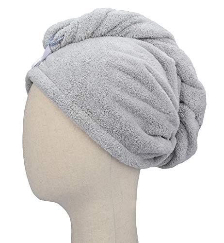 Hopeshine Microfiber Hair Drying Towel Turban Twist For Long Hair Magic Instant Dry Hair Towel Wrap Fast Drying Absorbent Cap Great Gift For Women And Girls 2-Pack Dark Grey + Light Grey #TOP3