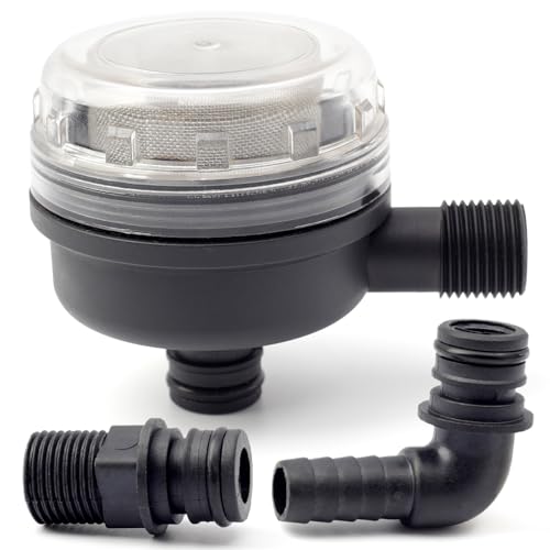 01740014A 1/2" Water Pump Strainer Fits for Xylem Flojet Water Pump,Male Threads with 1/2'' 20381-009 Elbow Hosebarb Fitting & 1/2" NPT 20381-039 Quad Demand Port Kits