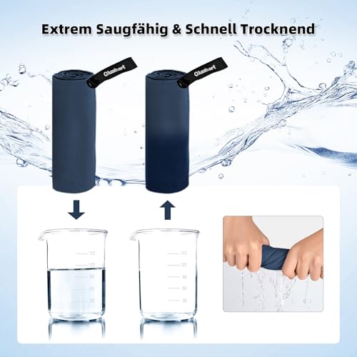Mikrofaser Handtuch 3er Set (30*50cm): Schnelltrocknend & Kompakte Microfaser Sporthandtuch, für Reisehandtuch, Badetuch, Fitness, Strandtuch und Sport Handtücher (Marineblau, Schwarz, Armeegrün)