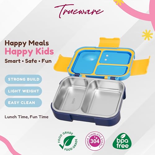 Image of Trueware Galaxy 2 304 Stainless Steel PU Insulated Lunch Box with Two Compartment BPA Free, Food Grade Ideal for School, Picnic, Office & Outdoor - 530ml