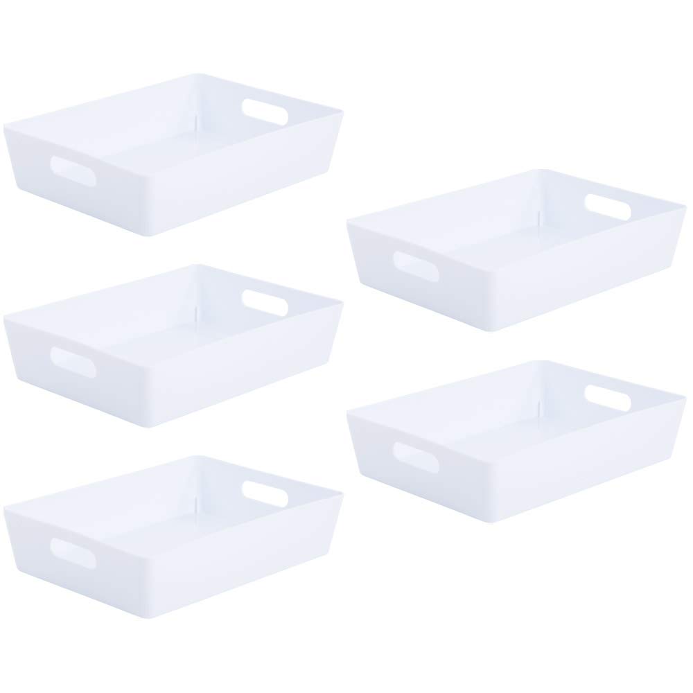 Wham Bam 5.01 Ice White Plastic Studio Storage Baskets Office Home & Kitchen Tidy Organiser 35 x 26 x 8.5cm (5 Baskets)
