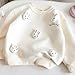 Baby Girls 𝗥abbits Hoodie Long Sleeve Round Neck Ribbed Knit Pullover Fall Loose Fit Cute Comfy Tops (Beige, 3-4 Years)