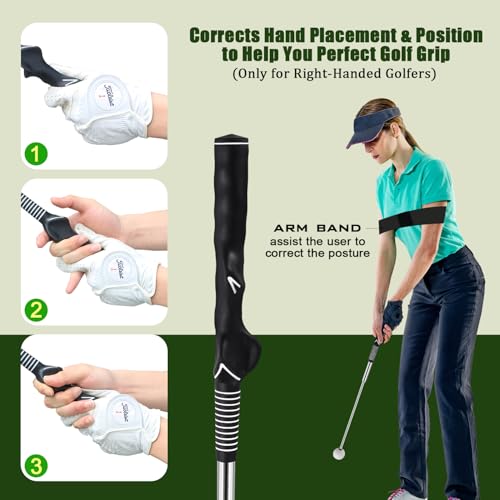 Retractable Golf Swing Training Aid, Golf Grip Trainer for Warm Up, Click Feedback Golf Swing Trainer for Improving Hitting Strength & Tempo, Ideal for Beginners, Indoor & Outdoor Practice by WUSHXI - Image 2