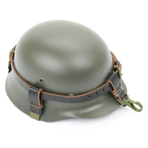 German WWII Helmet Black Leather Carry Strap with Metal Fittings