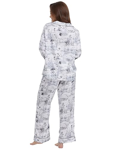 Image of YiNi LuLu Womens Silk Satin Pajamas Set Button Down 2 Piece Pjs Long Sleeve Oversized Sleepwear with Pockets