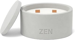 Zen Concrete Candle Lid – Cream Gray Minimalist Home Reusable Jar Plant Pot, Storage – (Gray, Medium, Santal)