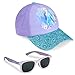 Frozen Sonnenhut Mädchen, Basecap Kinder Mädchen und Sonnenbrille Set, ELSA Sonnenhut Kinder Mädchen ab 3 Jahren, Einheitsgröße (Lila)