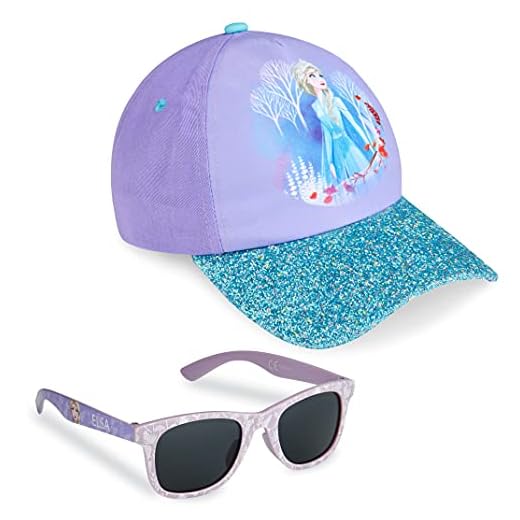 Disney Pack de Gorra Niña y Gafas de Sol Infantiles de Frozen, Gorra Infantil, Gafas de Sol Niña, Regalos para Niñas (Morado)