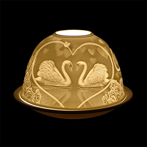 Preisvergleich Produktbild Nordic Light Lampenschirm / Teelichthalter für Hochzeit (Schwan) / Spitze Geschenk-Idee / Kerzenzubehör, weiß Gemustert, Einheitsgröße