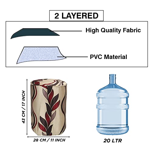 Image of Polyester Water Dispenser Bottle Cover With Adjustable Elastic Closure And Water Level Indication For 20 Ltr. (Color- Maroon Ethnic, Size-17x11 Inches)