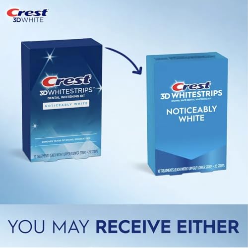 Image of Crest 3D Whitestrips, Noticeably White, Teeth Whitening Strip Kit, 20 Strips (10 Count Pack)