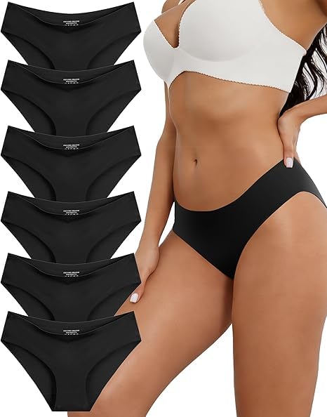 Womens Seamless Underwear No Show Stretch Bikini Panties No Panty Line Invisibles Hipster Briefs Soft Silky 6 Pack-image-40