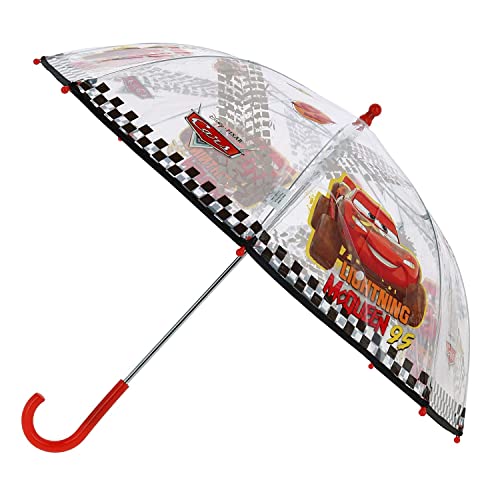Disney Parapluie Canne McQueen Cars | Rouge & Transparent | Parapluie Enfant