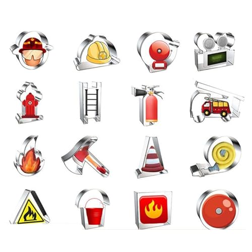 Ausstechformer | Ausstechform Für Kekse Aus Edelstahl,Feuerwehr Keksausstecher Set Mit 16 Teilen Für Geburtstag Weihnachten Ostern Halloween Thanksgiving Feiertage