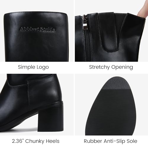 Black Boots for Women Knee High Boots Women Wide Calf Boot with Pointed Toe4