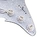 Musiclily 11-Hole SSS Prewired Loaded Pickguard with Dual Hot Rail High Output Pickups Set for Fender Squier Strat Electric Guitar, 4Ply White Pearl