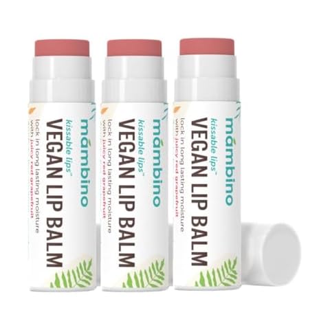 Mambino Organics Kissable Lips Glossy Vegan Lip Balm, Juicy Red Grapefruit, 7 G, 3 Pack Cover