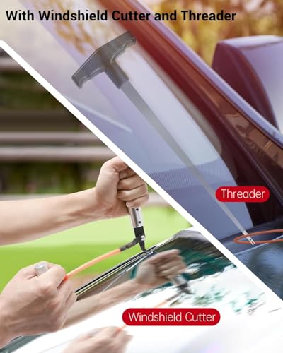 Image of Upgrade Auto Windshield Glass Removal Tool Kit, Dual-Cutting, Auto Glass Cut Out Tool with Locking Function, with Threader, Coil and Windshield Cutter for Cars and Trucks