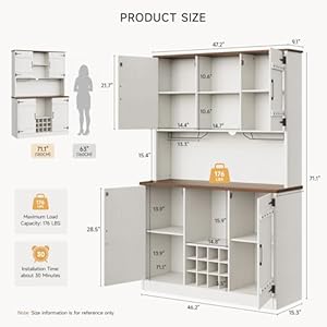 71farmhousekitchencabinetpantrybarcabinetwithstorageandadjustableshelveswinecabinetwith12winerackssideboardcabinetwithlargecountertopforkitchendiningroomoakoffwhite Urban Country Home Decor 71 farmhouse kitchen cabinet pantry bar cabinet with storage and adjustable shelves wine cabinet with 12 wine racks sideboard cabinet with large countertop for kitchendining room oak off white urban country home decor