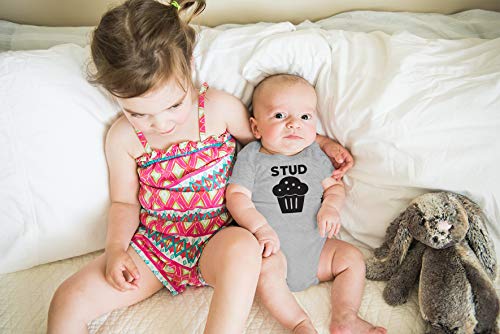 Aw Fashions Stud Muffin - Future Ladies Man Current Mamas Boy - Cute One-Piece Infant Baby Bodysuit (6 Months, Sports Grey) #TOP3